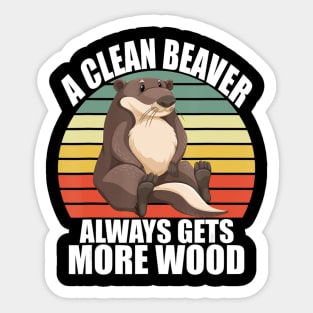 Funny A Clean Beaver Always Gets More Wood Joke Sarcastic Sticker